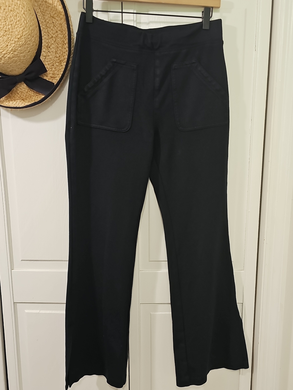 Anthropologie Black Wide-Leg Pants with Front Patch Pockets